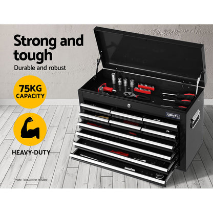Giantz 10 Drawer Tool Box Cabinet Chest Toolbox Storage Garage Organiser Black-Tools &gt; Tools Storage &gt; Tool Cabinets-PEROZ Accessories