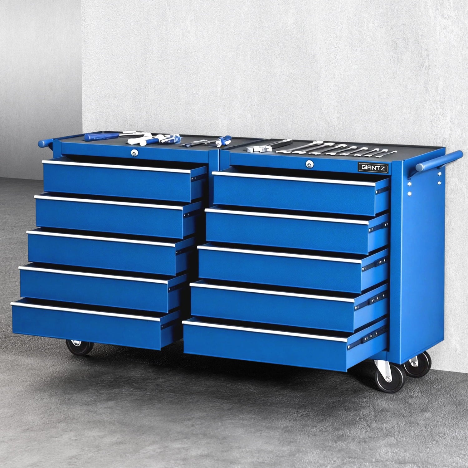 Giantz Tool Chest Trolley 10 Drawers Toolbox Storage Blue-Tools > Tools Storage > Tool Boxes-PEROZ Accessories