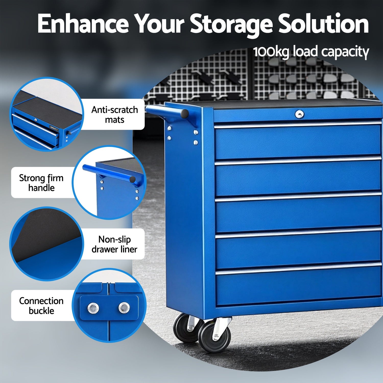 Giantz Tool Chest Trolley 10 Drawers Toolbox Storage Blue-Tools > Tools Storage > Tool Boxes-PEROZ Accessories