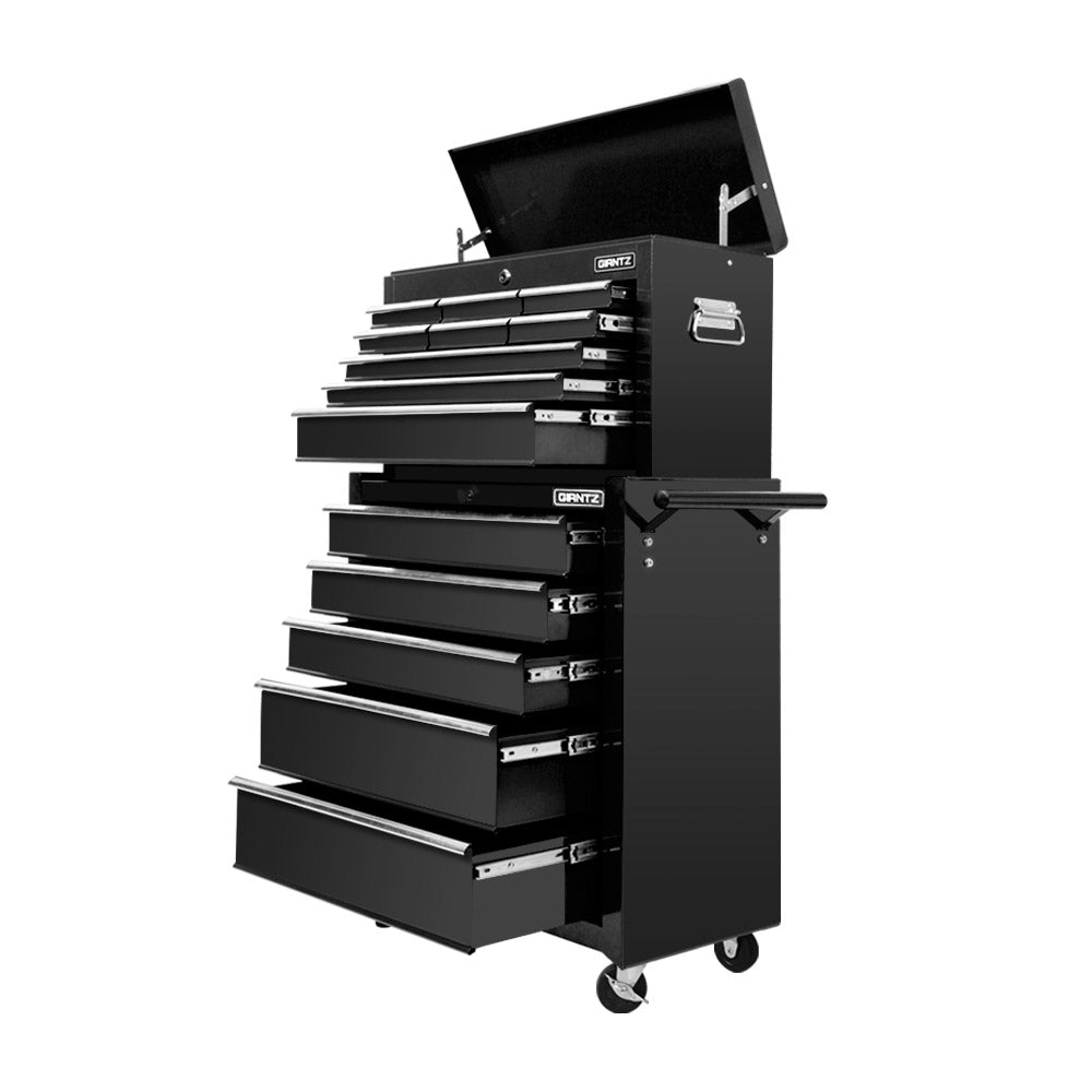 Giantz 14 Drawer Tool Box Cabinet Chest Mechanic Garage Storage Trolley Black-Tools &gt; Tools Storage &gt; Tool Cabinets-PEROZ Accessories