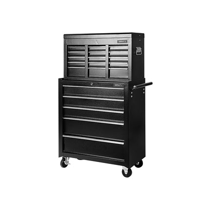 Giantz 14 Drawer Tool Box Cabinet Chest Mechanic Garage Storage Trolley Black-Tools &gt; Tools Storage &gt; Tool Cabinets-PEROZ Accessories