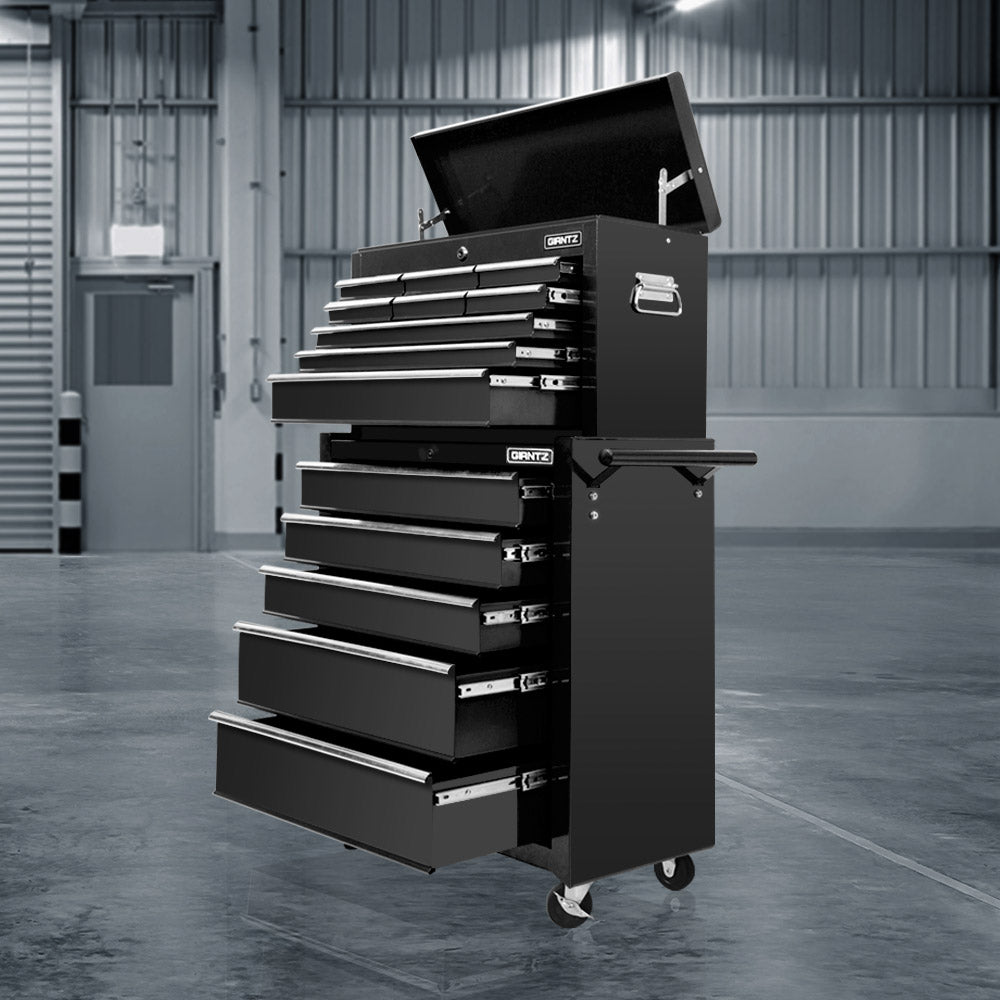 Giantz 14 Drawer Tool Box Cabinet Chest Mechanic Garage Storage Trolley Black-Tools &gt; Tools Storage &gt; Tool Cabinets-PEROZ Accessories