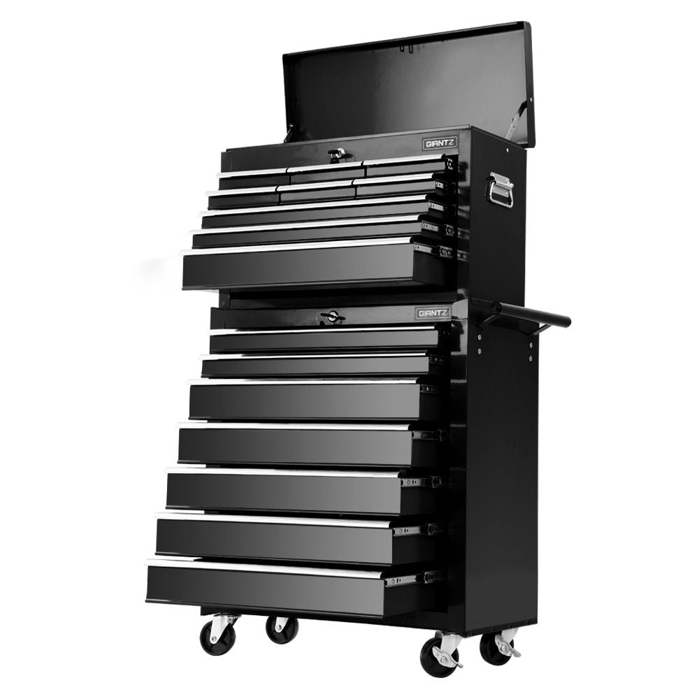 Giantz 16 Drawer Tool Box Cabinet Chest Trolley Toolbox Garage Storage Black-Tools &gt; Tools Storage &gt; Tool Cabinets-PEROZ Accessories