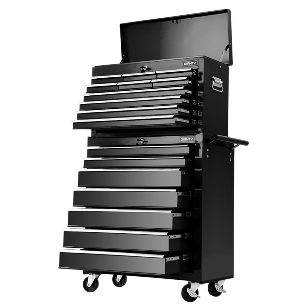 Giantz 17 Drawer Tool Box Cabinet Chest Trolley Toolbox Garage Storage Box Black-Tools &gt; Tools Storage &gt; Tool Cabinets-PEROZ Accessories