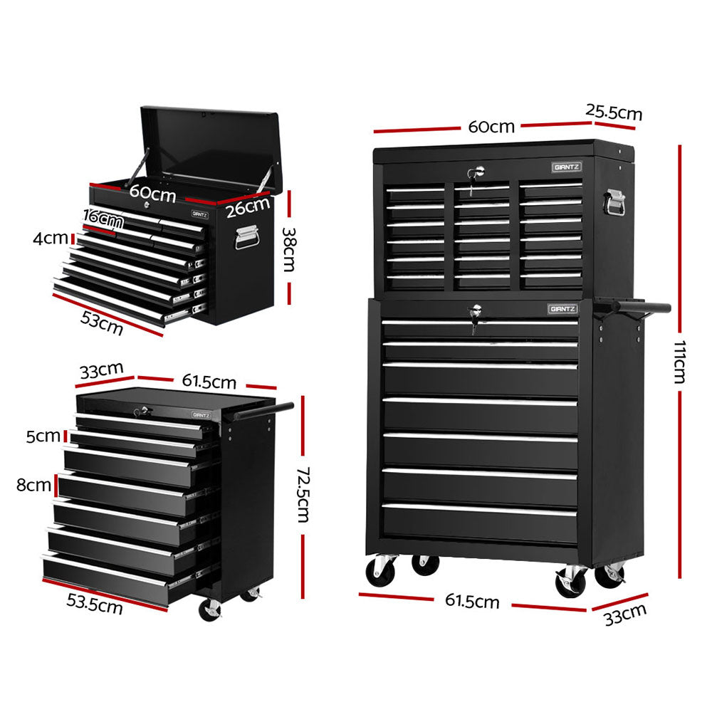 Giantz 17 Drawer Tool Box Cabinet Chest Trolley Toolbox Garage Storage Box Black-Tools &gt; Tools Storage &gt; Tool Cabinets-PEROZ Accessories