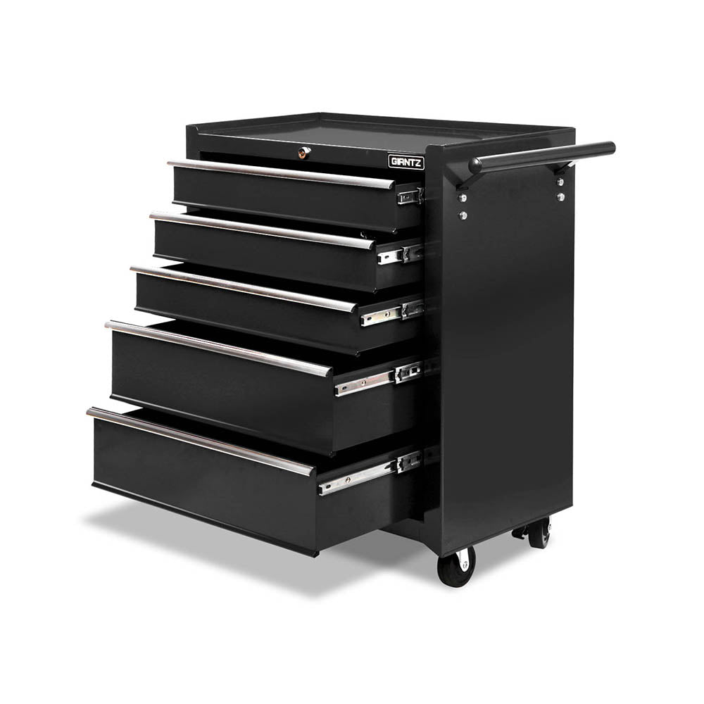 Giantz 5 Drawer Tool Box Cabinet Chest Trolley Box Garage Storage Toolbox Black-Tools &gt; Tools Storage &gt; Tool Cabinets-PEROZ Accessories