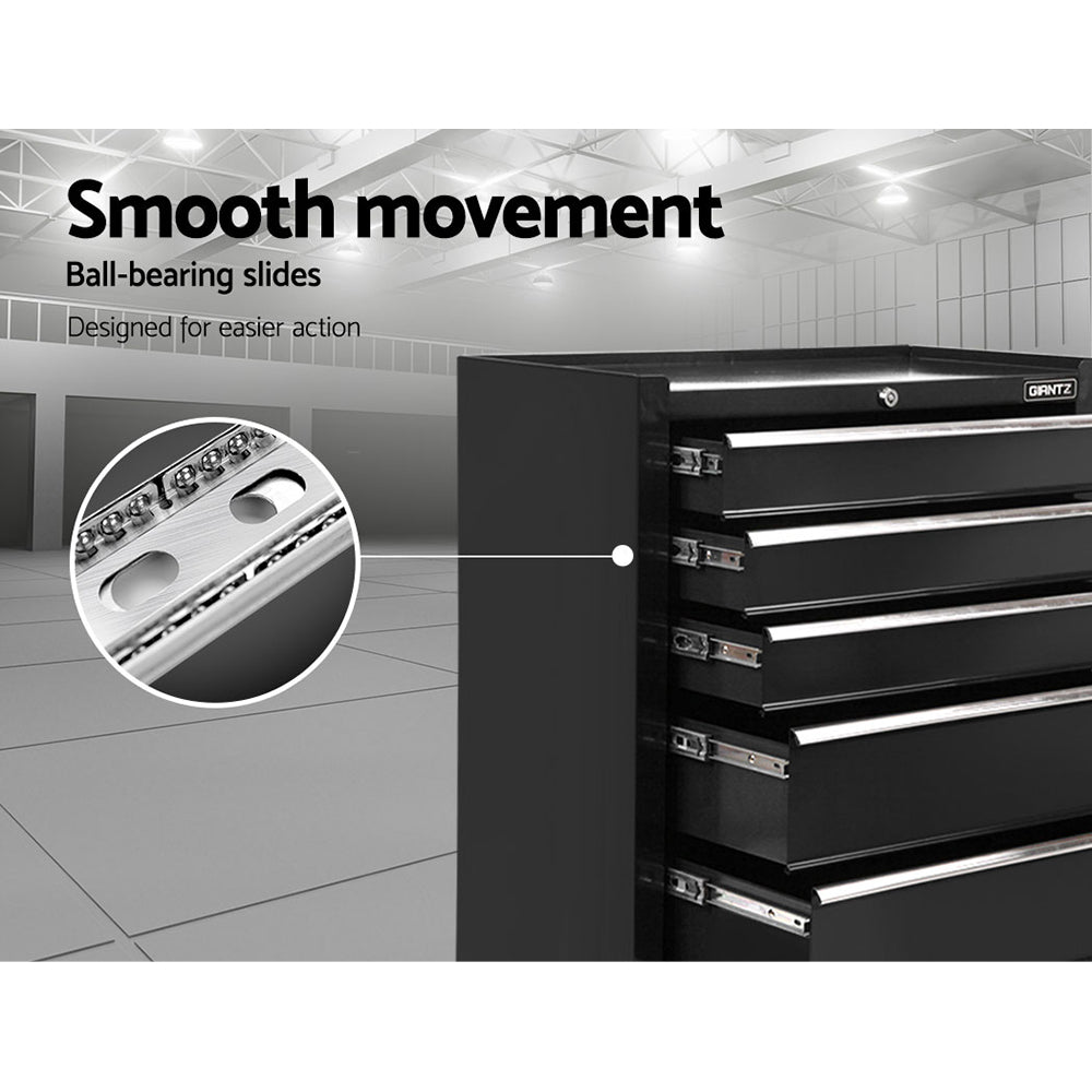 Giantz 5 Drawer Tool Box Cabinet Chest Trolley Box Garage Storage Toolbox Black-Tools &gt; Tools Storage &gt; Tool Cabinets-PEROZ Accessories