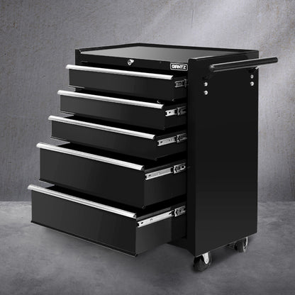 Giantz 5 Drawer Tool Box Cabinet Chest Trolley Box Garage Storage Toolbox Black-Tools &gt; Tools Storage &gt; Tool Cabinets-PEROZ Accessories