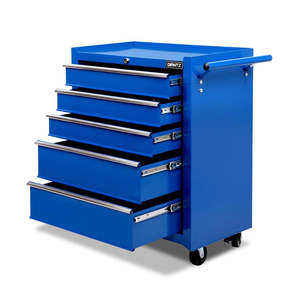 Giantz 5 Drawer Tool Box Cabinet Chest Trolley Box Garage Storage Toolbox Blue-Tools &gt; Tools Storage &gt; Tool Cabinets-PEROZ Accessories