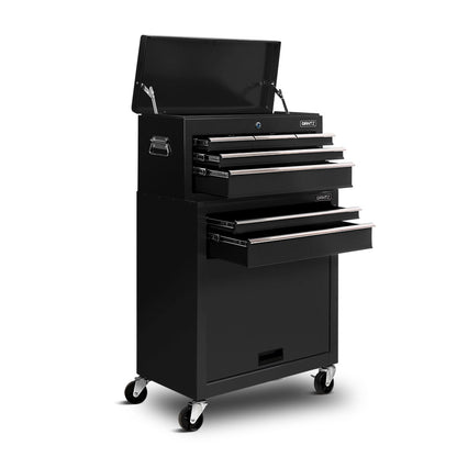 Giantz 7 Drawer Tool Box Cabinet Chest Trolley Toolbox Garage Storage Black-Tools &gt; Tools Storage &gt; Tool Cabinets-PEROZ Accessories