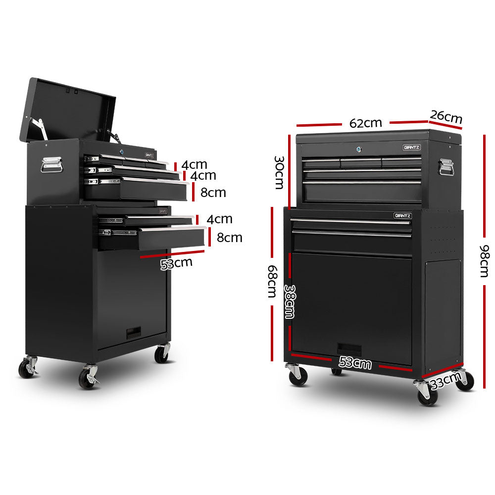Giantz 7 Drawer Tool Box Cabinet Chest Trolley Toolbox Garage Storage Black-Tools &gt; Tools Storage &gt; Tool Cabinets-PEROZ Accessories