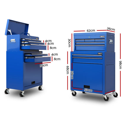 Giantz 7 Drawer Tool Box Cabinet Chest Trolley Toolbox Garage Storage Blue-Tools &gt; Tools Storage &gt; Tool Cabinets-PEROZ Accessories