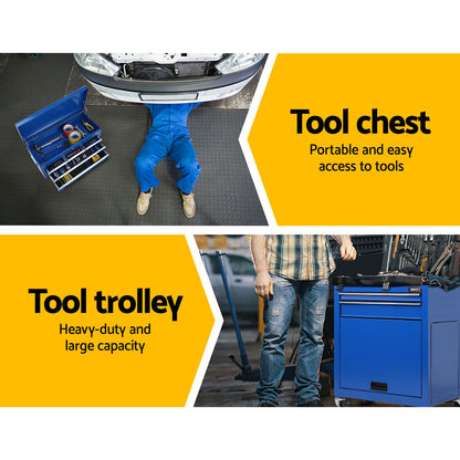 Giantz 7 Drawer Tool Box Cabinet Chest Trolley Toolbox Garage Storage Blue-Tools &gt; Tools Storage &gt; Tool Cabinets-PEROZ Accessories