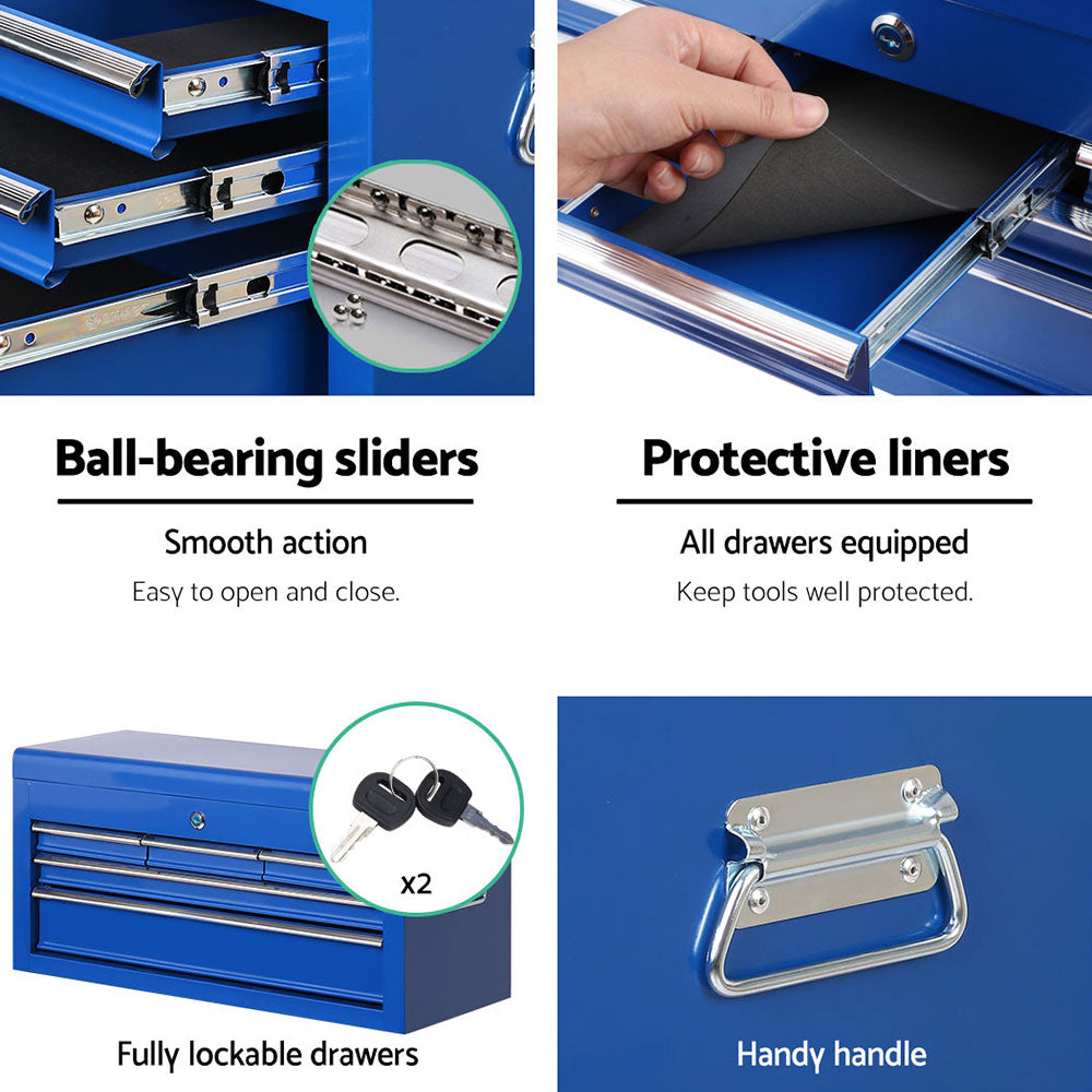 Giantz 7 Drawer Tool Box Cabinet Chest Trolley Toolbox Garage Storage Blue-Tools &gt; Tools Storage &gt; Tool Cabinets-PEROZ Accessories