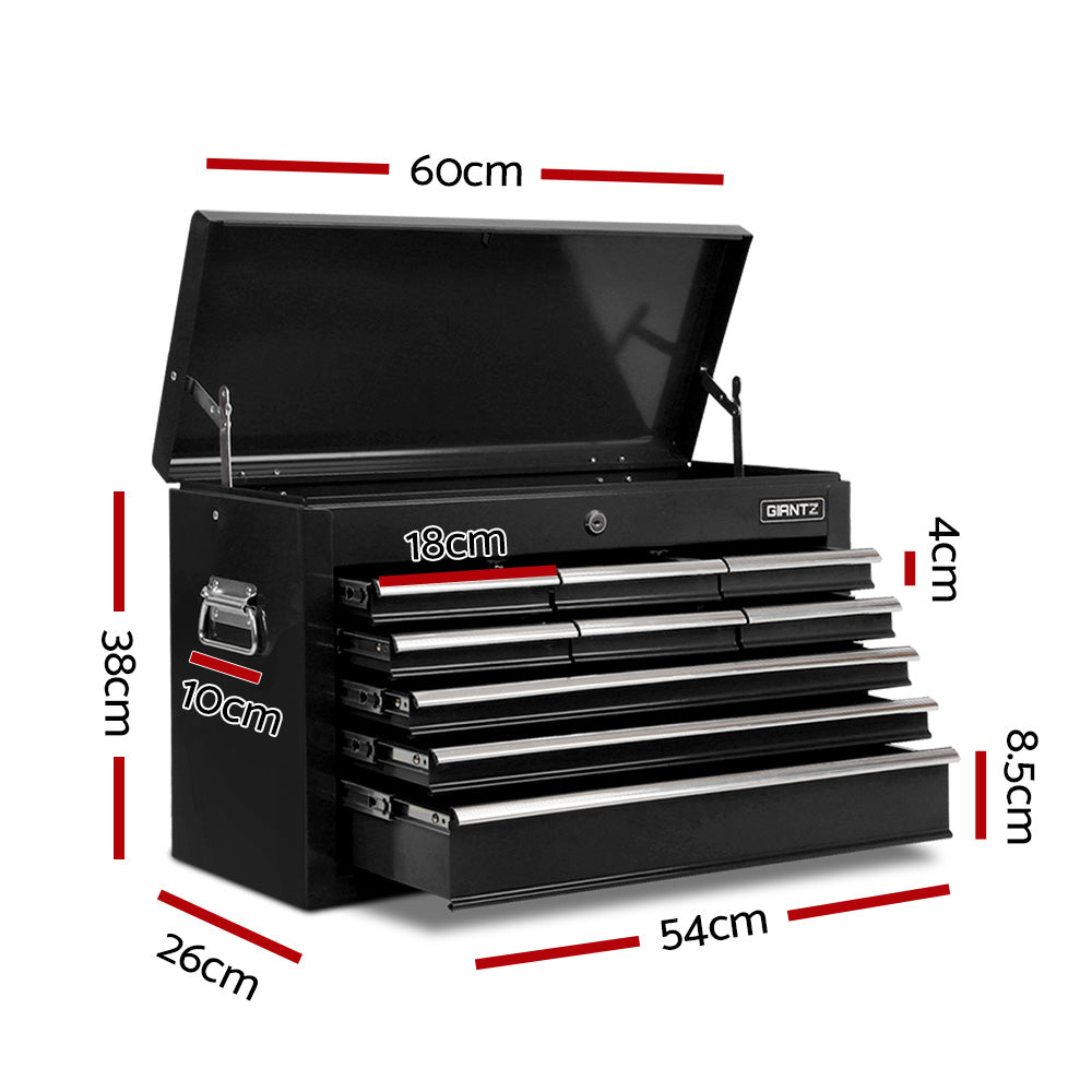 Giantz 9 Drawer Tool Box Cabinet Chest Toolbox Storage Garage Organiser Black-Tools &gt; Tools Storage &gt; Tool Cabinets-PEROZ Accessories