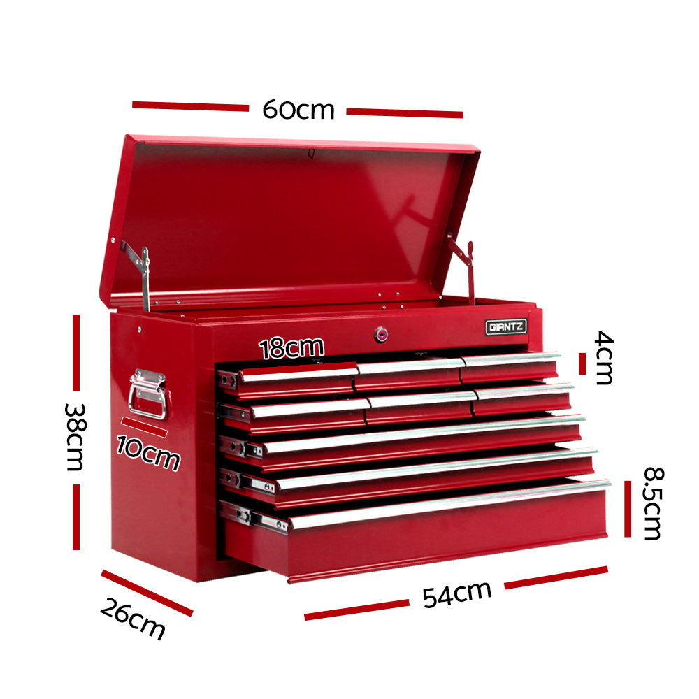 Giantz 9 Drawer Tool Box Cabinet Chest Toolbox Storage Garage Organiser Red-Tools &gt; Tools Storage &gt; Tool Cabinets-PEROZ Accessories