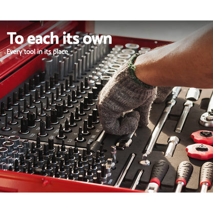 Giantz 9 Drawer Tool Box Cabinet Chest Toolbox Storage Garage Organiser Red-Tools &gt; Tools Storage &gt; Tool Cabinets-PEROZ Accessories