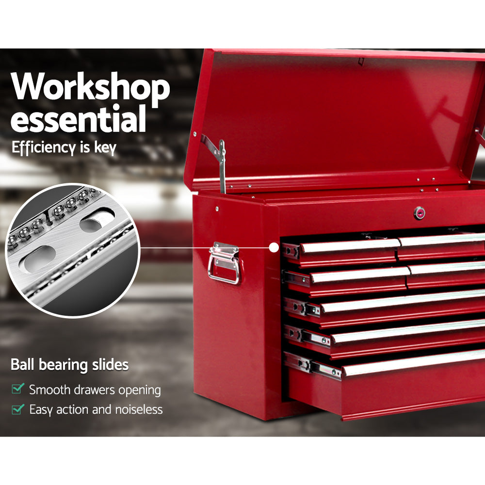 Giantz 9 Drawer Tool Box Cabinet Chest Toolbox Storage Garage Organiser Red-Tools &gt; Tools Storage &gt; Tool Cabinets-PEROZ Accessories