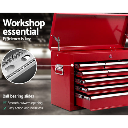 Giantz 9 Drawer Tool Box Cabinet Chest Toolbox Storage Garage Organiser Red-Tools &gt; Tools Storage &gt; Tool Cabinets-PEROZ Accessories
