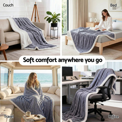 Giselle 203x230cm Throw Blanket Double-Sided Fleece Lightweight For Sofa Couch Bed-Home &amp; Garden > Bedding > Blankets &amp; Throws-PEROZ Accessories