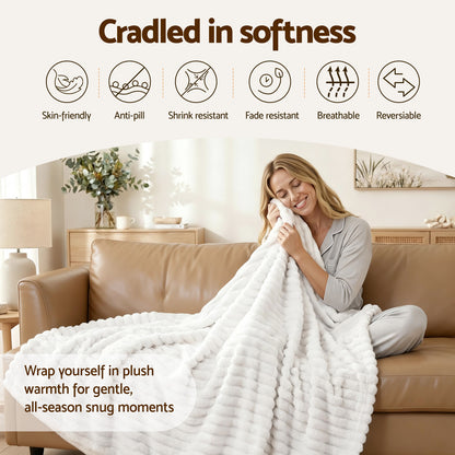 Giselle 127x152cm Throw Blanket Fleece Soft Lightweight Cozy Sofa Couch Bed Throw-Home &amp; Garden > Bedding > Blankets &amp; Throws-PEROZ Accessories