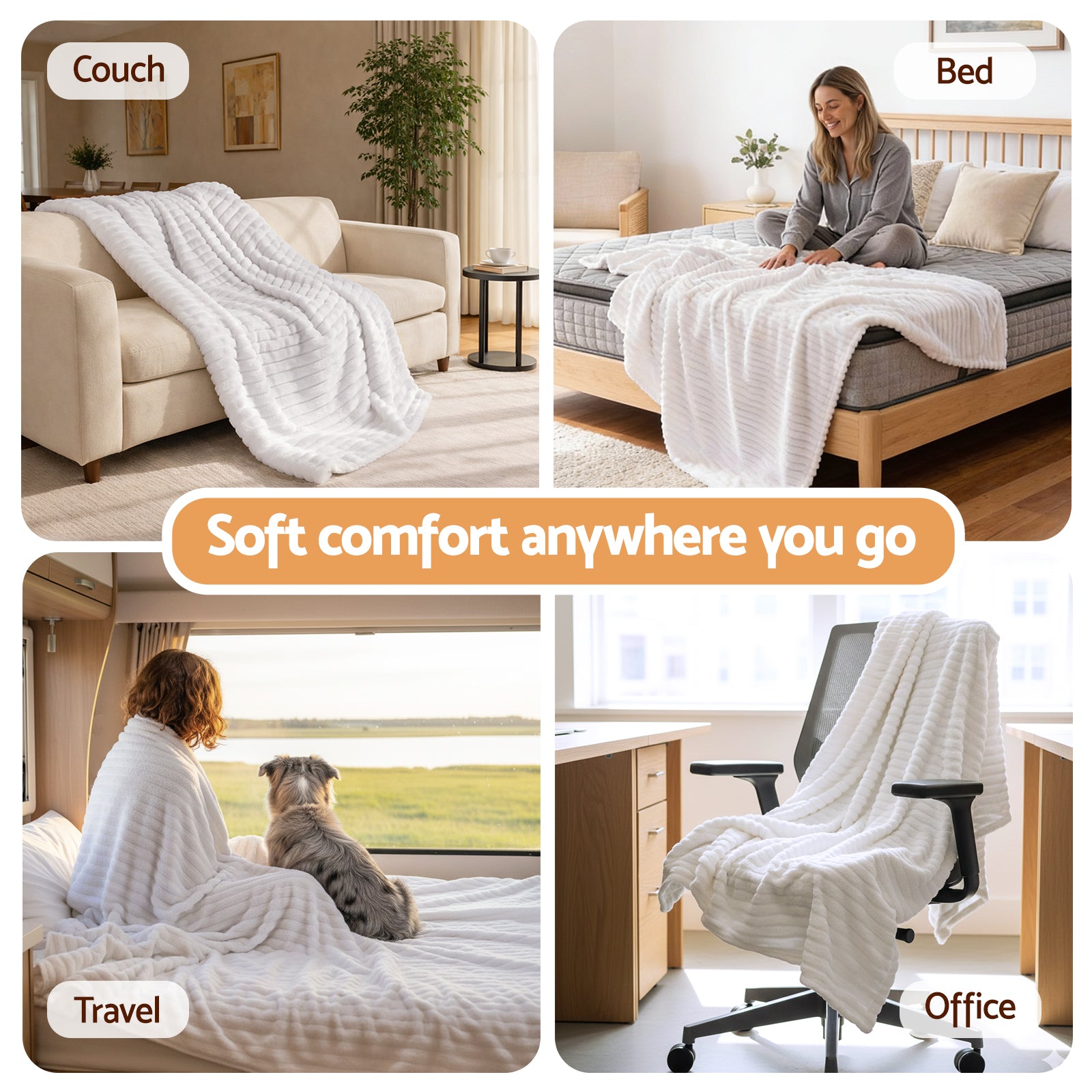 Giselle 127x152cm Throw Blanket Fleece Soft Lightweight Cozy Sofa Couch Bed Throw-Home &amp; Garden > Bedding > Blankets &amp; Throws-PEROZ Accessories