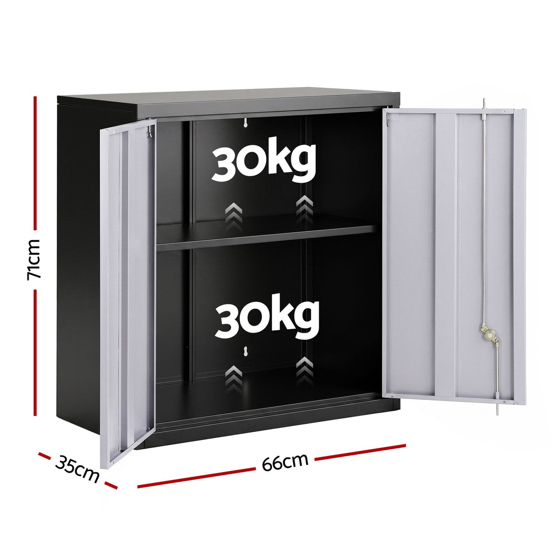 Giantz Steel Tool Cabinet Wall Mount Adjustable Shelf Garage Storage Lockable Black Grey-Home &amp; Garden > Storage > Storage Cabinets &amp; Lockers-PEROZ Accessories