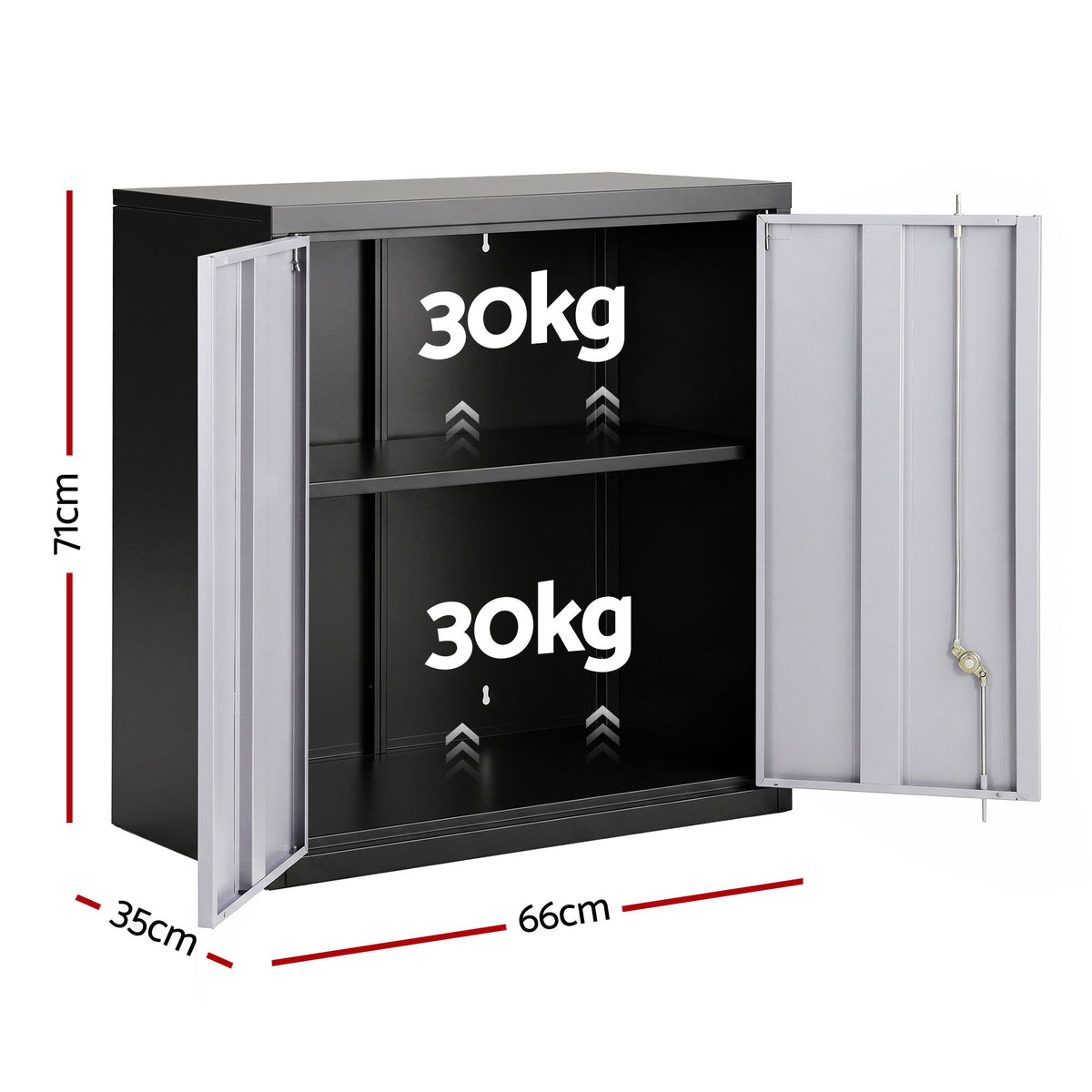 Giantz Steel Tool Cabinet Wall Mount Adjustable Shelf Garage Storage Lockable Black Grey-Home &amp; Garden > Storage > Storage Cabinets &amp; Lockers-PEROZ Accessories