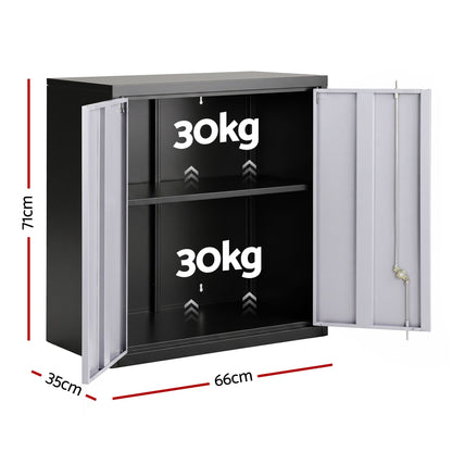 Giantz Steel Tool Cabinet Wall Mount Adjustable Shelf Garage Storage Lockable Black Grey-Home &amp; Garden > Storage > Storage Cabinets &amp; Lockers-PEROZ Accessories