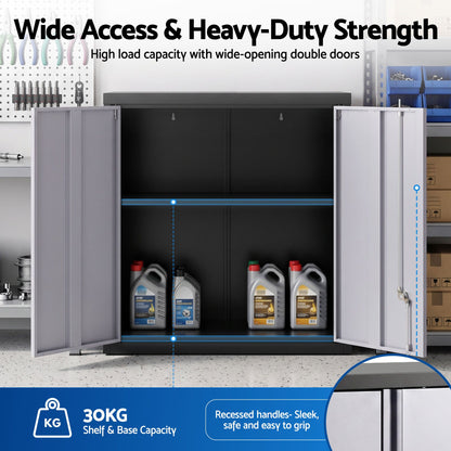 Giantz Steel Tool Cabinet Wall Mount Adjustable Shelf Garage Storage Lockable Black Grey-Home &amp; Garden > Storage > Storage Cabinets &amp; Lockers-PEROZ Accessories