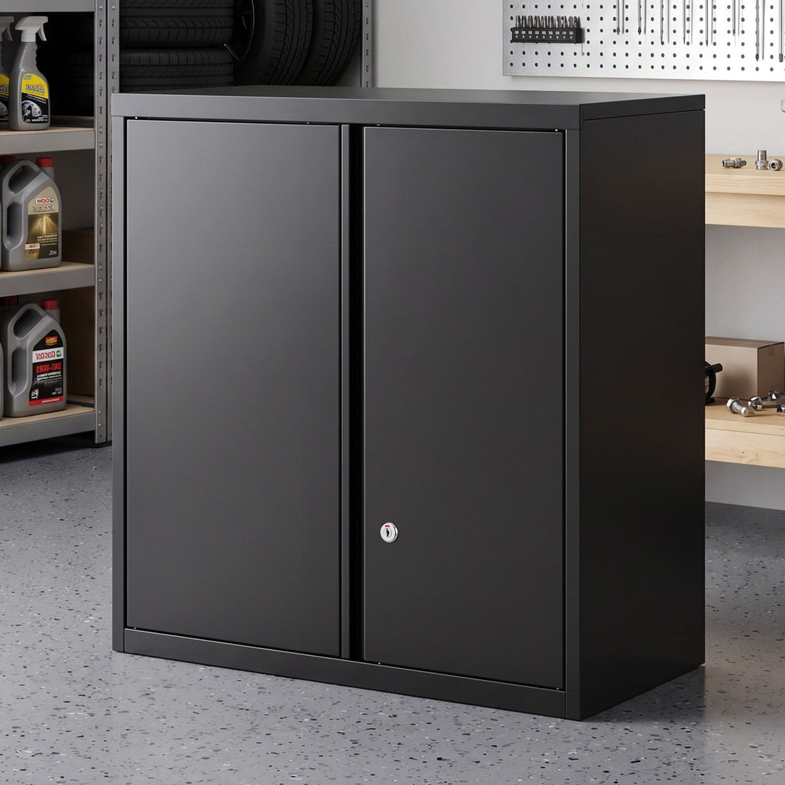 Giantz Steel Tool Cabinet Wall Mount Adjustable Shelf Garage Storage Lockable Black-Home &amp; Garden > Storage > Storage Cabinets &amp; Lockers-PEROZ Accessories