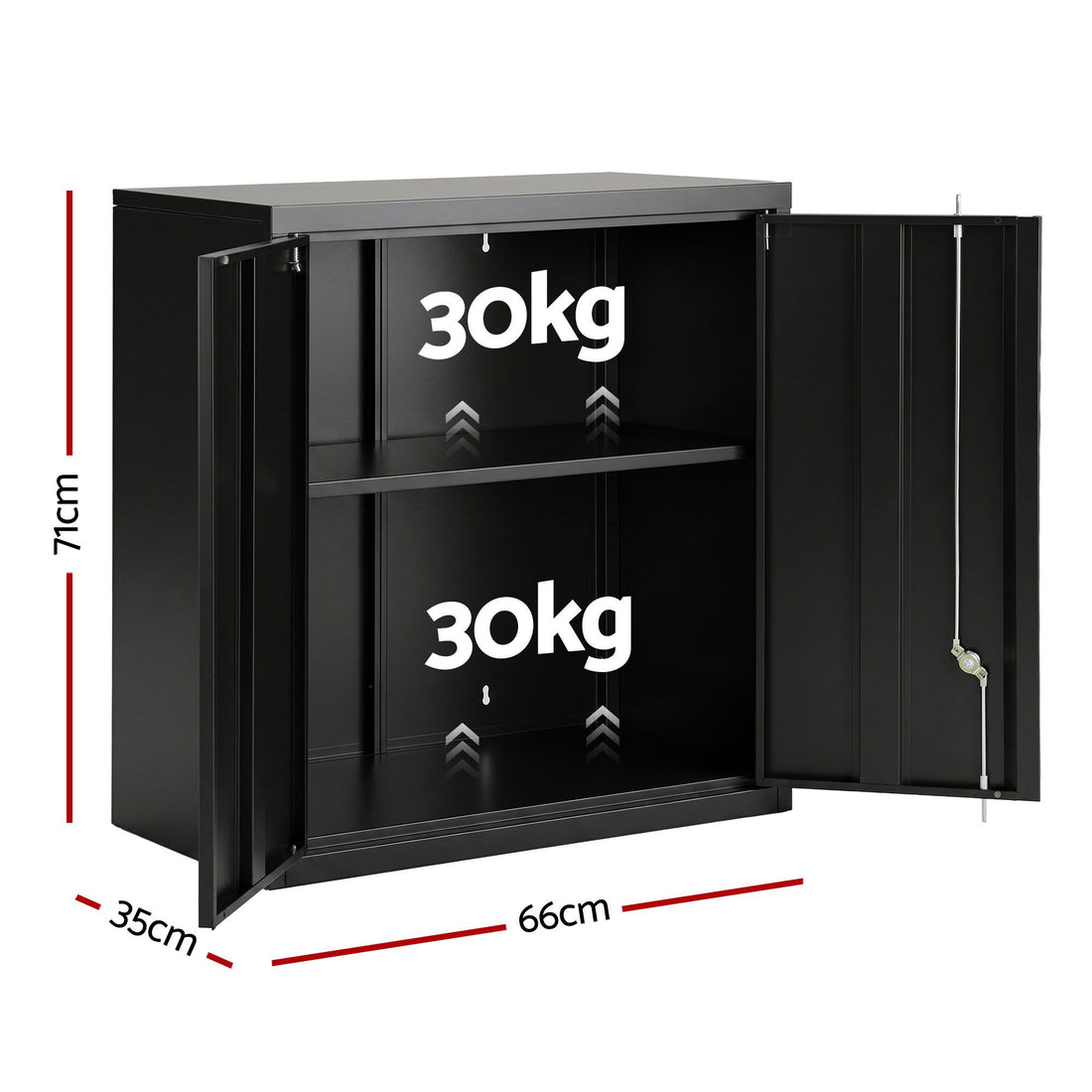 Giantz Steel Tool Cabinet Wall Mount Adjustable Shelf Garage Storage Lockable Black-Home &amp; Garden > Storage > Storage Cabinets &amp; Lockers-PEROZ Accessories