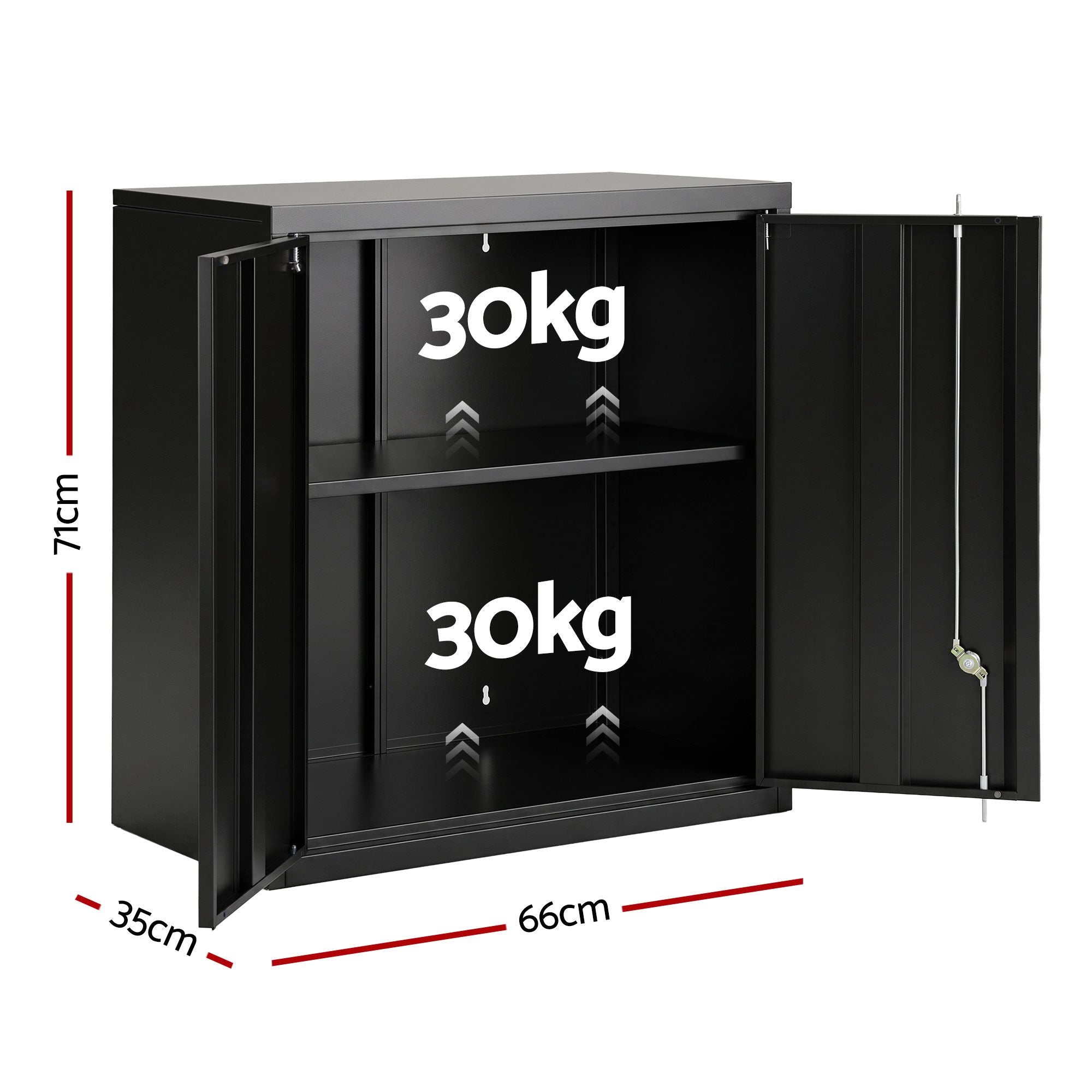 Giantz Steel Tool Cabinet Wall Mount Adjustable Shelf Garage Storage Lockable Black
