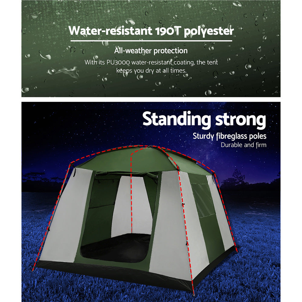 Weisshorn Family Camping Tent 6 Person Hiking Beach Tents Dome Shelter-Camping Tents-PEROZ Accessories