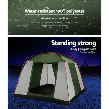 Weisshorn Family Camping Tent 6 Person Hiking Beach Tents Dome Shelter-Camping Tents-PEROZ Accessories
