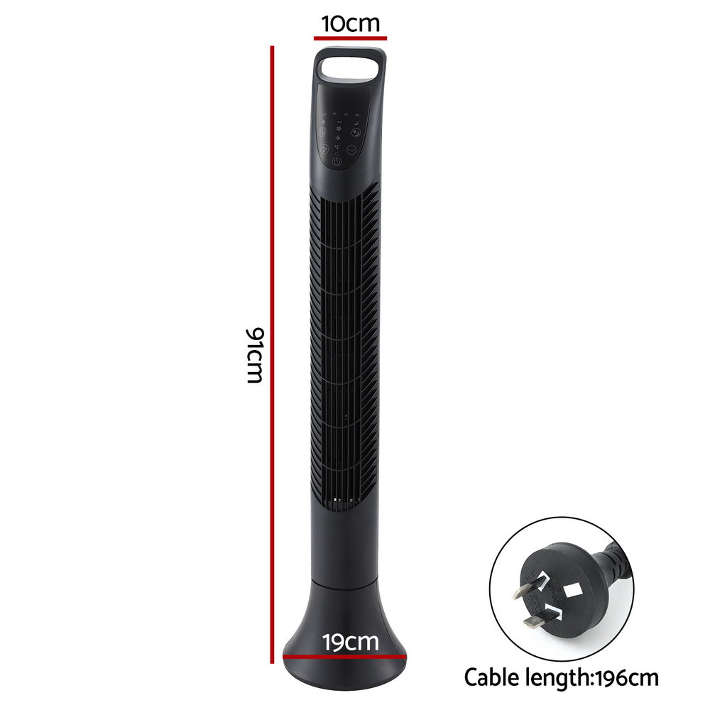 Devanti Tower Fan Oscillating 3 Speeds with Remote 91cm-Appliances &gt; Fans &gt; Ceiling Fans-PEROZ Accessories