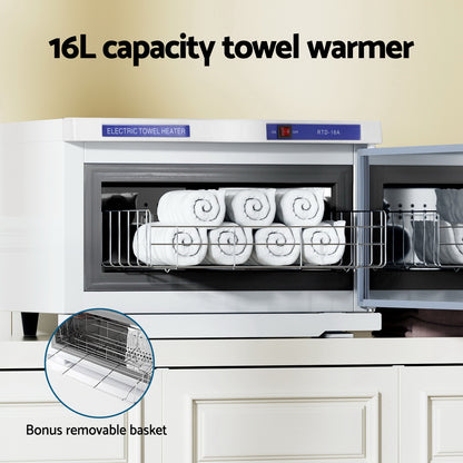 Devanti 16L Towel Warmer UV Sterilizer Heater Cabinet Beauty SPA Salon White-Tools &gt; Tools Storage-PEROZ Accessories