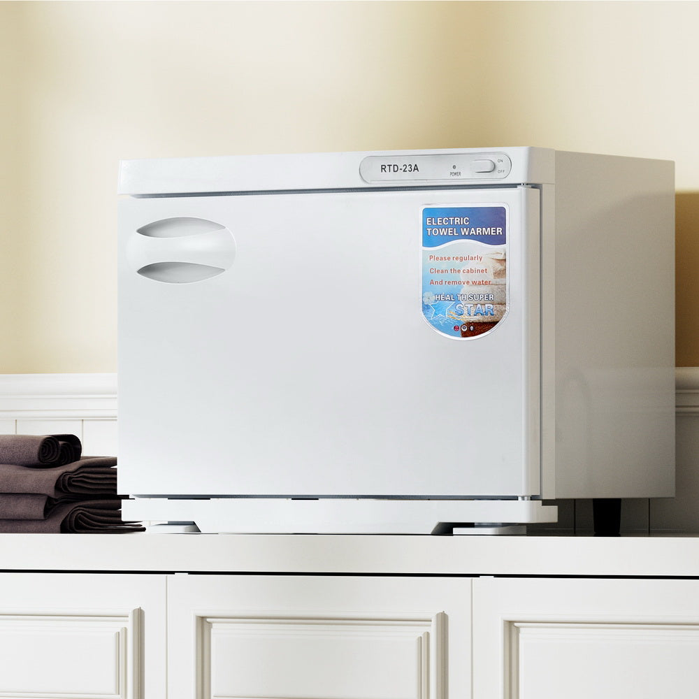 Devanti 23L Towel Warmer UV Sterilizer Heater Cabinet Beauty SPA Salon White-Tools &gt; Tools Storage-PEROZ Accessories