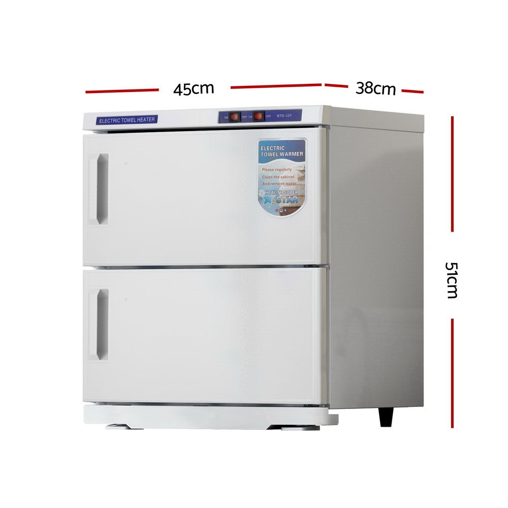Devanti 32L Towel Warmer UV Sterilizer Heater Cabinet Beauty SPA Salon White-Tools &gt; Tools Storage-PEROZ Accessories