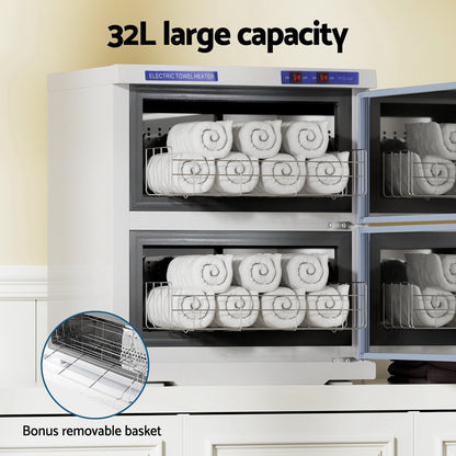 Devanti 32L Towel Warmer UV Sterilizer Heater Cabinet Beauty SPA Salon White-Tools &gt; Tools Storage-PEROZ Accessories