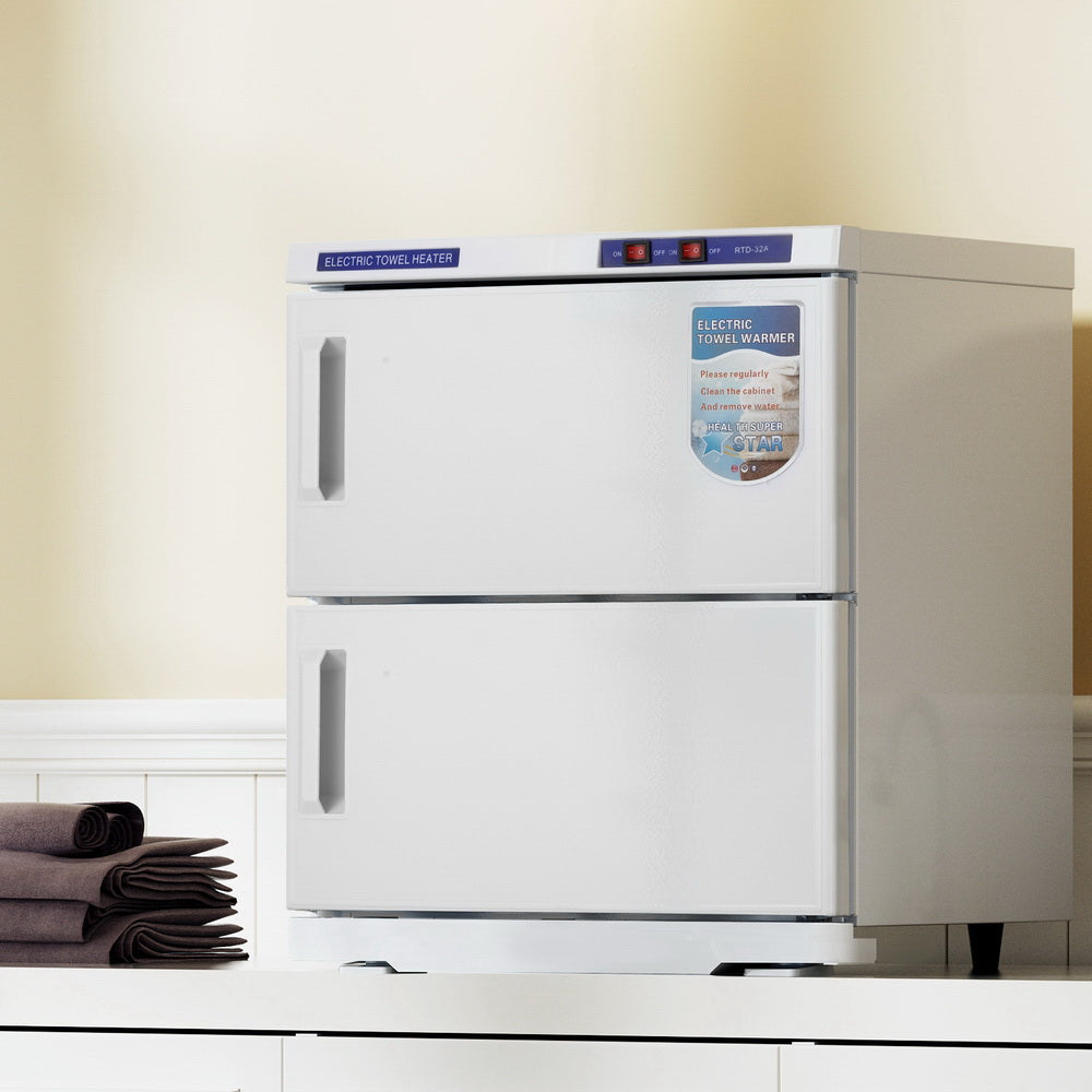 Devanti 32L Towel Warmer UV Sterilizer Heater Cabinet Beauty SPA Salon White-Tools &gt; Tools Storage-PEROZ Accessories