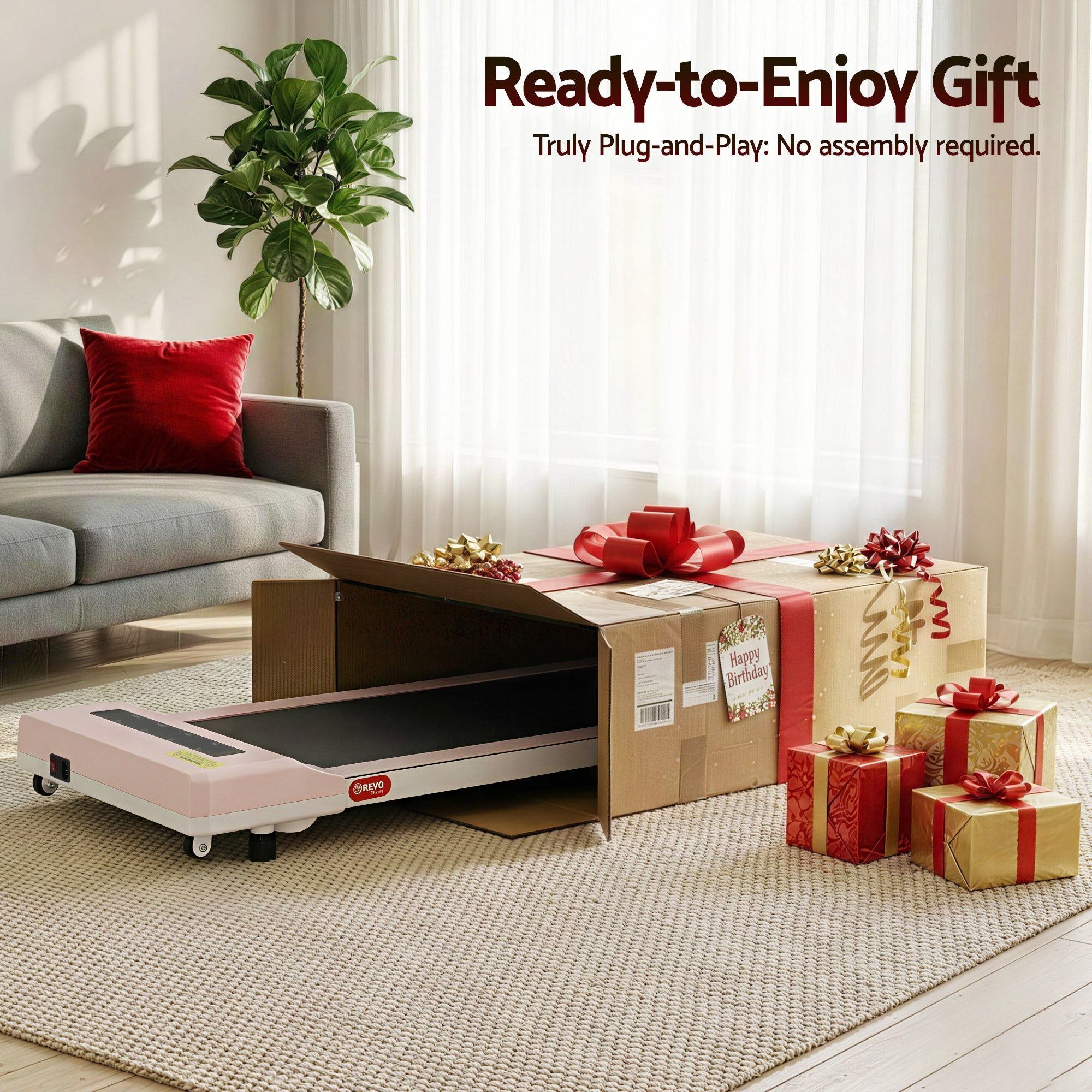 Everfit Treadmill Electric Walking Pad Under Desk Home Gym Fitness 360mm Pink-Walking Pad-PEROZ Accessories