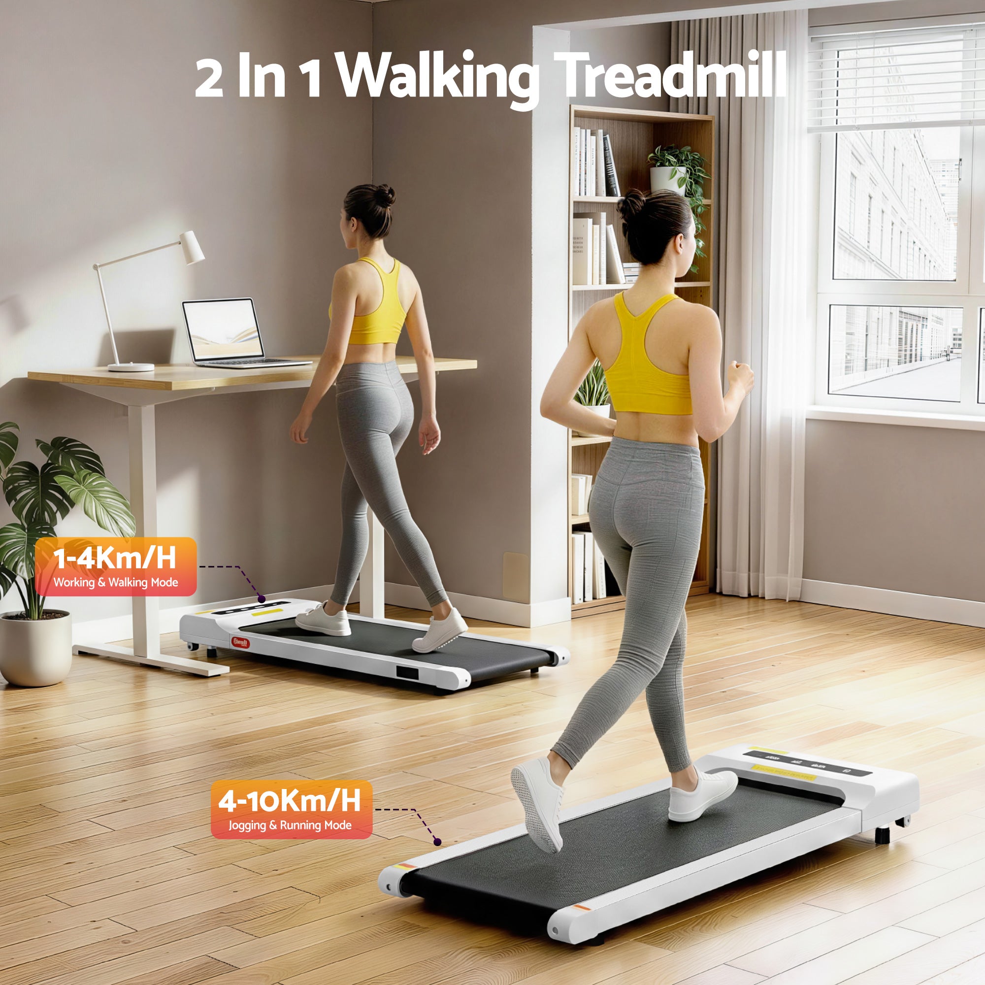 Everfit Treadmill Electric Walking Pad Under Desk Home Gym Fitness 360mm White-Walking Pad-PEROZ Accessories