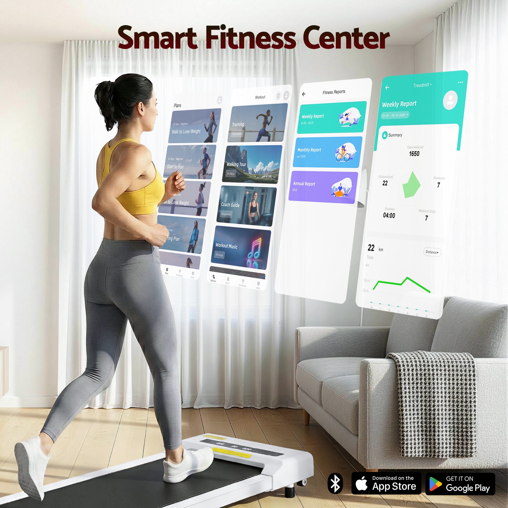 Everfit Treadmill Electric Walking Pad Under Desk Home Gym Fitness 360mm White-Walking Pad-PEROZ Accessories