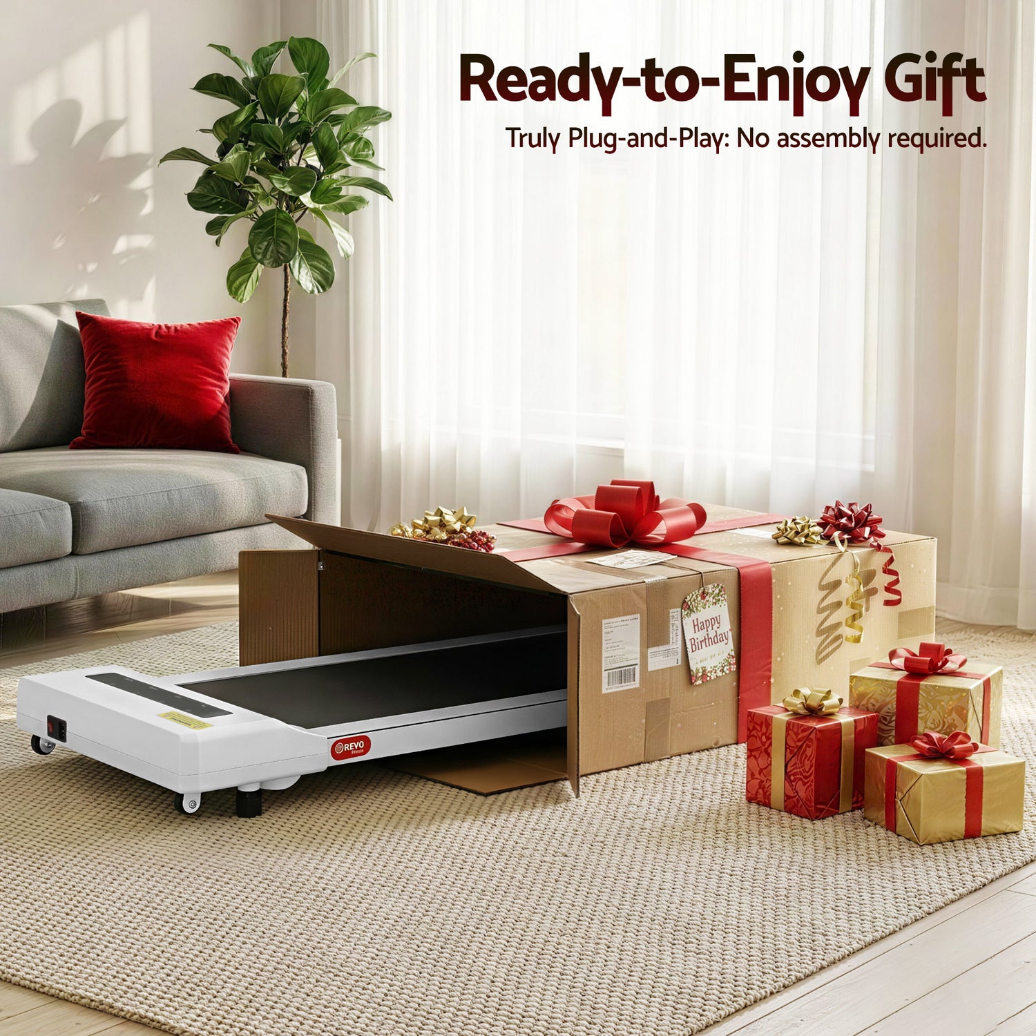 Everfit Treadmill Electric Walking Pad Under Desk Home Gym Fitness 360mm White-Walking Pad-PEROZ Accessories