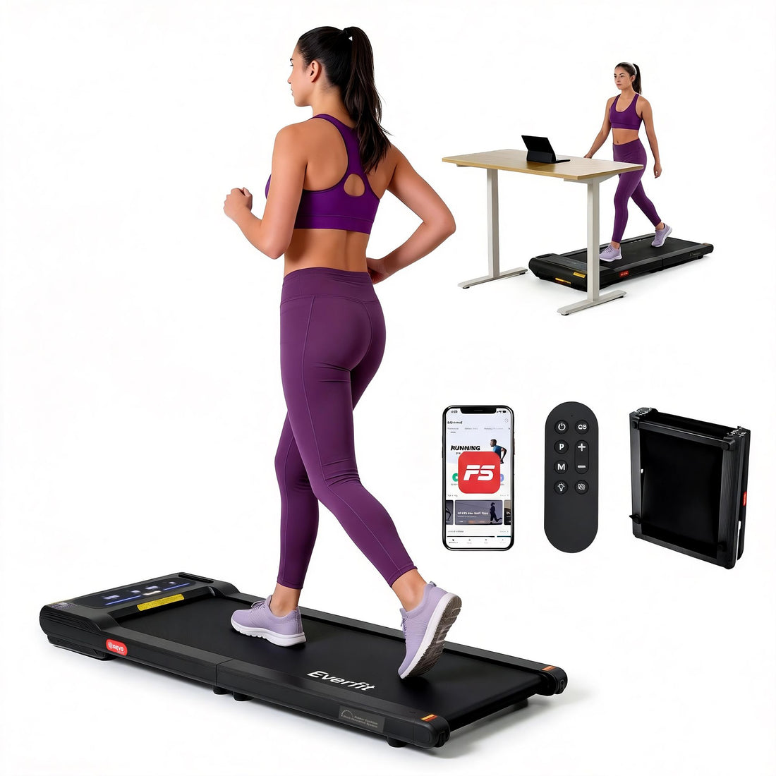 Everfit Walking Pad Treadmill 2 in 1 Foldable Under Desk for Home Gym With 38cm Belt With APP-Sports &amp; Fitness > Exercise, Gym &amp; Fitness > Treadmills-PEROZ Accessories