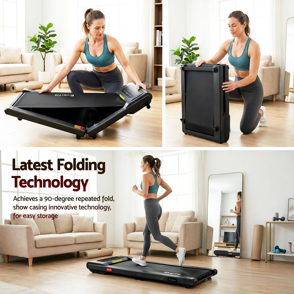 Everfit Walking Pad Treadmill 2 in 1 Foldable Under Desk for Home Gym With 38cm Belt With APP-Sports &amp; Fitness > Exercise, Gym &amp; Fitness > Treadmills-PEROZ Accessories