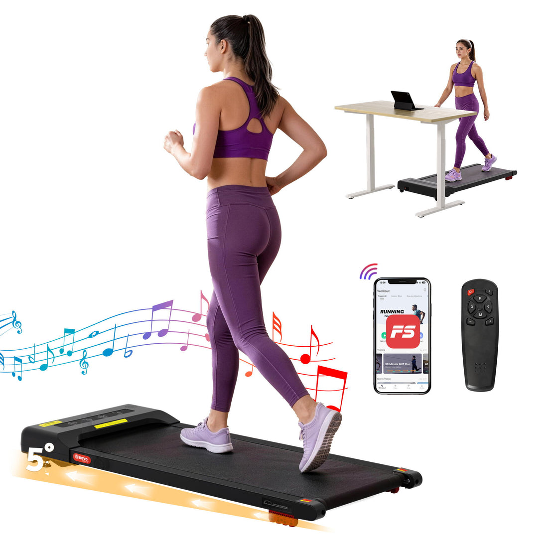 Everfit Treadmill Electric Walking Pad Incline Under Desk Home Gym 380mm Black-Sports &amp; Fitness > Exercise, Gym &amp; Fitness > Treadmills-PEROZ Accessories
