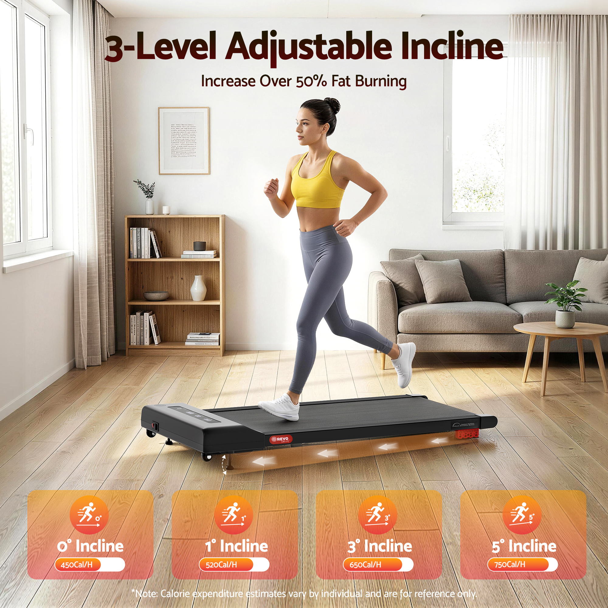 Everfit Treadmill Electric Walking Pad Incline Under Desk Home Gym 380mm Black-Sports &amp; Fitness > Exercise, Gym &amp; Fitness > Treadmills-PEROZ Accessories