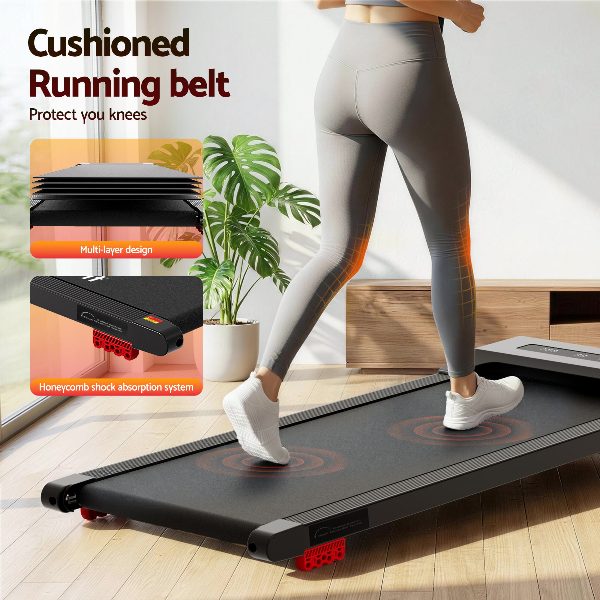 Everfit Treadmill Electric Walking Pad Incline Under Desk Home Gym 380mm Black-Sports &amp; Fitness > Exercise, Gym &amp; Fitness > Treadmills-PEROZ Accessories
